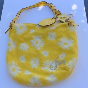 Juicy Couture Vintage Daisy Print Shoulder Bag Purse Yellow & White